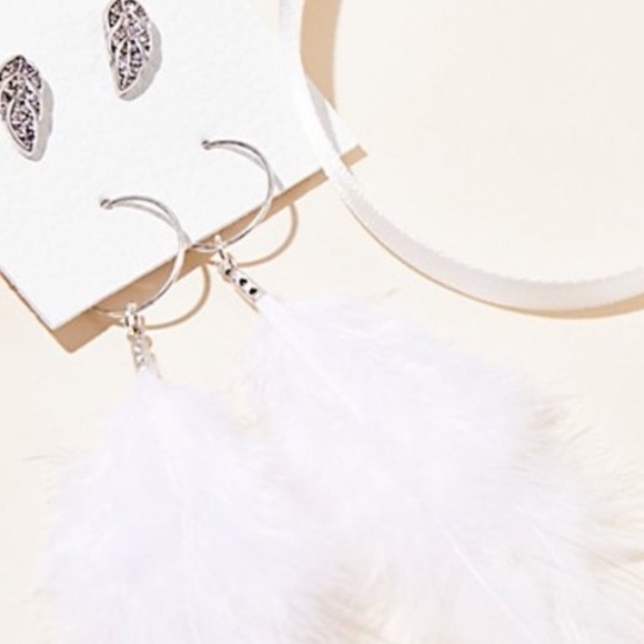 NWOT Free People Earrings bundle - White Feather Earrings Turquoise studs - Boho - Picture 7 of 10